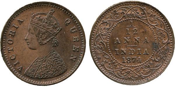 1/12 Anna India Copper 