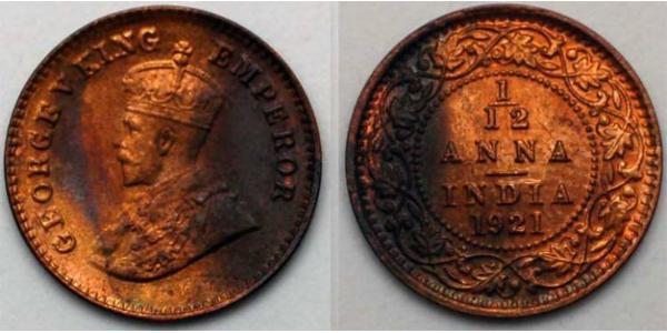 1/12 Anna Britisch-Indien (1858-1947) Kupfer George V (1865-1936)