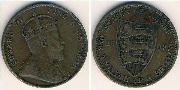 1/12 Shilling Jersey Bronze Édouard VII (1841-1910)