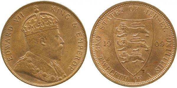 1/12 Shilling Isola di Jersey Bronzo Edoardo VII (1841-1910)