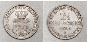 1/12 Thaler Grand Duchy of Oldenburg (1814 - 1918) Argento Pietro Federico Guglielmo di Oldenburg
