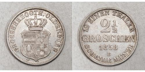 1/12 Thaler Grand Duchy of Oldenburg (1814 - 1918) Argento Pietro Federico Guglielmo di Oldenburg