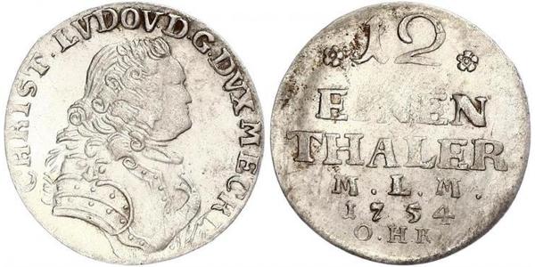1/12 Thaler Meclemburgo-Schwerin (1352-1918) Biglione Argento 
