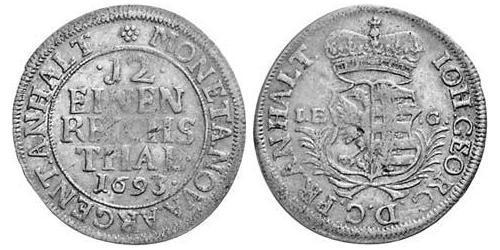 1/12 Thaler Anhalt-Dessau (1603 -1863) Plata John George II, Prince of Anhalt-Dessau (1627 – 1693)