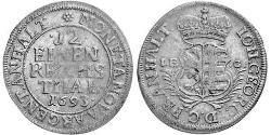 1/12 Thaler 安哈尔特-德绍 銀 John George II, Prince of Anhalt-Dessau (1627 – 1693)