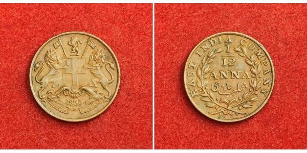 1/12 Анна Британская Ост-Индская компания (1757-1858) / Индия Медь 