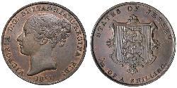 1/13 Shilling Isola di Jersey Rame Vittoria (1819 - 1901)