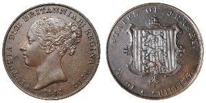 1/13 Shilling Isola di Jersey Rame Vittoria (1819 - 1901)