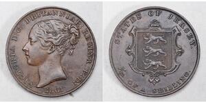 1/13 Shilling Isola di Jersey Rame Vittoria (1819 - 1901)