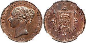 1/13 Shilling Isola di Jersey Rame Vittoria (1819 - 1901)