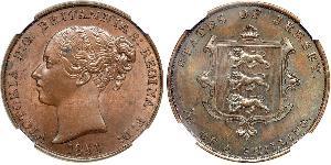 1/13 Shilling Isola di Jersey Rame Vittoria (1819 - 1901)