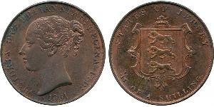 1/13 Shilling Isola di Jersey Rame Vittoria (1819 - 1901)