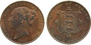 1/13 Shilling Isola di Jersey Rame Vittoria (1819 - 1901)