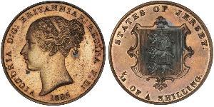 1/13 Shilling Isola di Jersey Rame Vittoria (1819 - 1901)