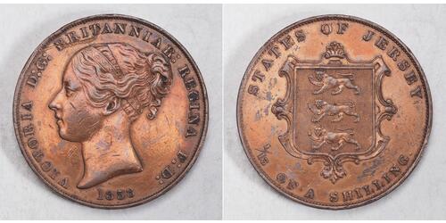 1/13 Shilling Isola di Jersey Rame Vittoria (1819 - 1901)