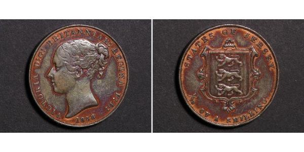 1/13 Shilling Isola di Jersey Rame Vittoria (1819 - 1901)