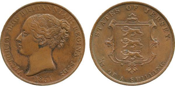 1/13 Shilling Isola di Jersey Rame Vittoria (1819 - 1901)