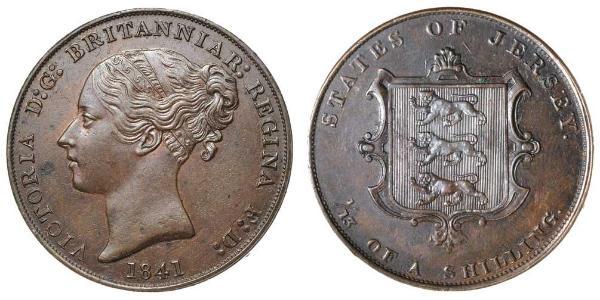 1/13 Shilling Isola di Jersey Rame Vittoria (1819 - 1901)