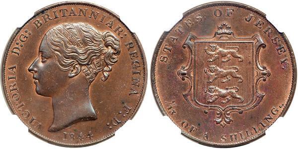 1/13 Shilling Isola di Jersey Rame Vittoria (1819 - 1901)