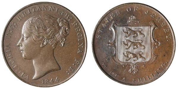 1/13 Shilling Isola di Jersey Rame Vittoria (1819 - 1901)