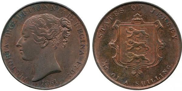 1/13 Shilling Isola di Jersey Rame Vittoria (1819 - 1901)