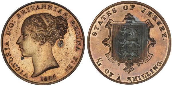 1/13 Shilling Isola di Jersey Rame Vittoria (1819 - 1901)