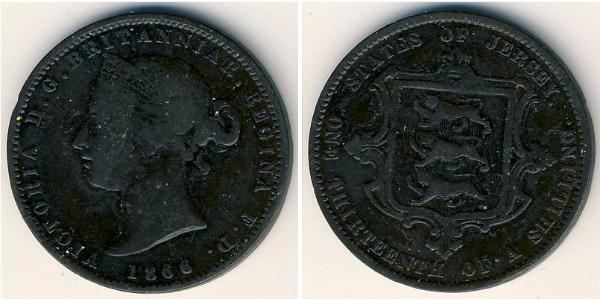 1/13 Шилінг Джерсі Мідь Вікторія (1819 - 1901)