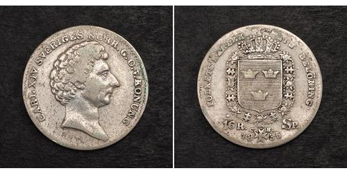 1/16 Riksdaler Svezia Argento Jean-Baptiste Jules Bernadotte (1763-1844)
