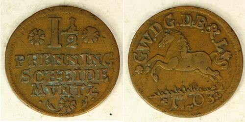 1-1/2 Pfennig States of Germany Copper 