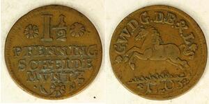 1-1/2 Pfennig States of Germany Cuivre 