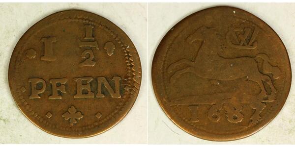 1-1/2 Pfennig States of Germany Cuivre 
