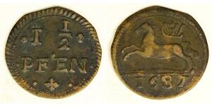 1-1/2 Pfennig States of Germany Kupfer 