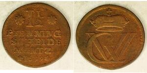 1-1/2 Pfennig Stati federali della Germania Rame 