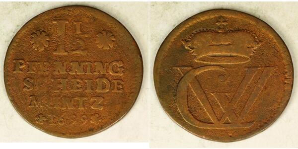 1-1/2 Pfennig 联邦州 (德国) 銅 