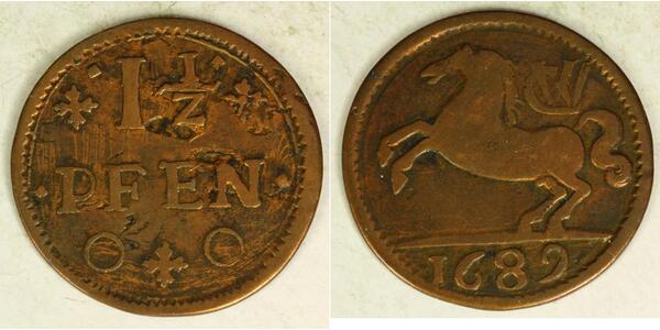 1-1/2 Pfennig 联邦州 (德国) 銅 