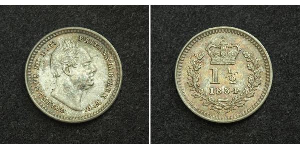1 1/2 Пенни Соединённое королевство Великобритании и Ирландии (1801-1922) Серебро Вильгельм IV (1765-1837)