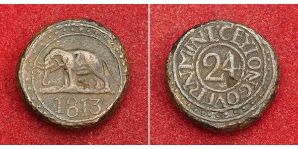 1/24 Rixdollar / 2 Stiver Sri Lanka/Ceylon Copper 