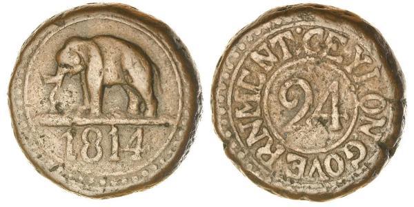 1/24 Rixdollar / 2 Stiver Sri Lanka/Ceylon Copper 