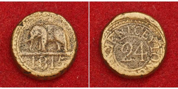 1/24 Rixdollar / 2 Stiver Sri Lanka/Ceylon Copper 