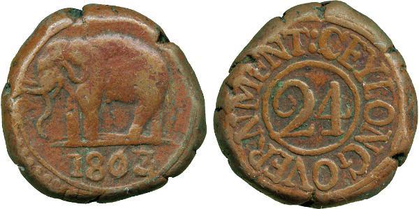 1/24 Rixdollar / 2 Stiver Sri Lanka Kupfer 