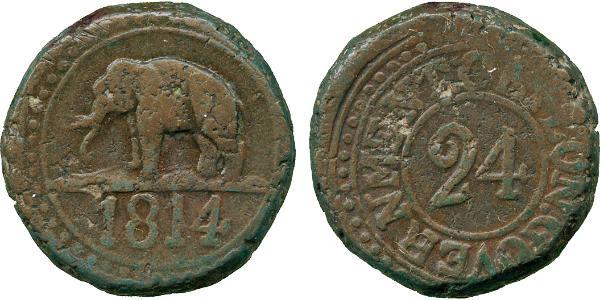 1/24 Rixdollar / 2 Stiver Sri Lanka/Ceylon 銅 