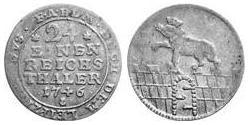 1/24 Thaler Anhalt-Bernburg (1603 - 1863) Biglione Argento Vittorio Federico di Anhalt-Bernburg(1700 – 1765)