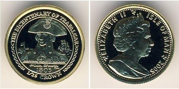 1/25 Крона Остров Мэн Золото Елизавета II (1926-2022)
