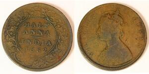 1/2 Anna India Cobre 