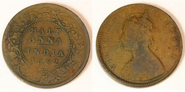 1/2 Anna India Cobre 