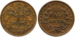 1/2 Anna British Raj (1858-1947) Copper 