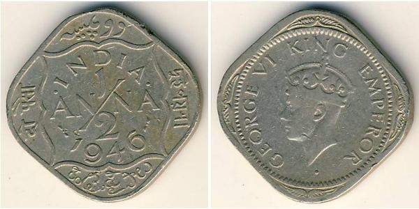 1/2 Anna Britisch-Indien (1858-1947) Messing/Nickel 