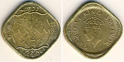 1/2 Anna Raj Britannico (1858-1947) Ottone/Nichel 