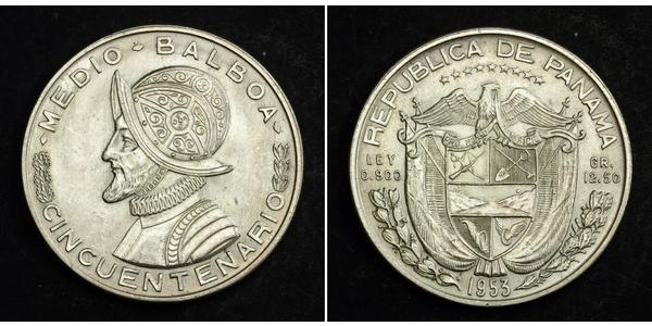1/2 Balboa Panamá Plata Vasco Núñez de Balboa (1475 – 1519)