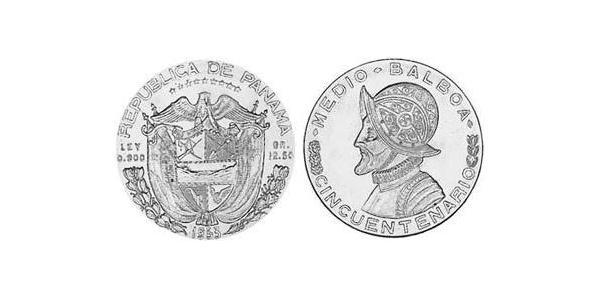 1/2 Balboa Panama Silber Vasco Núñez de Balboa (1475 – 1519)